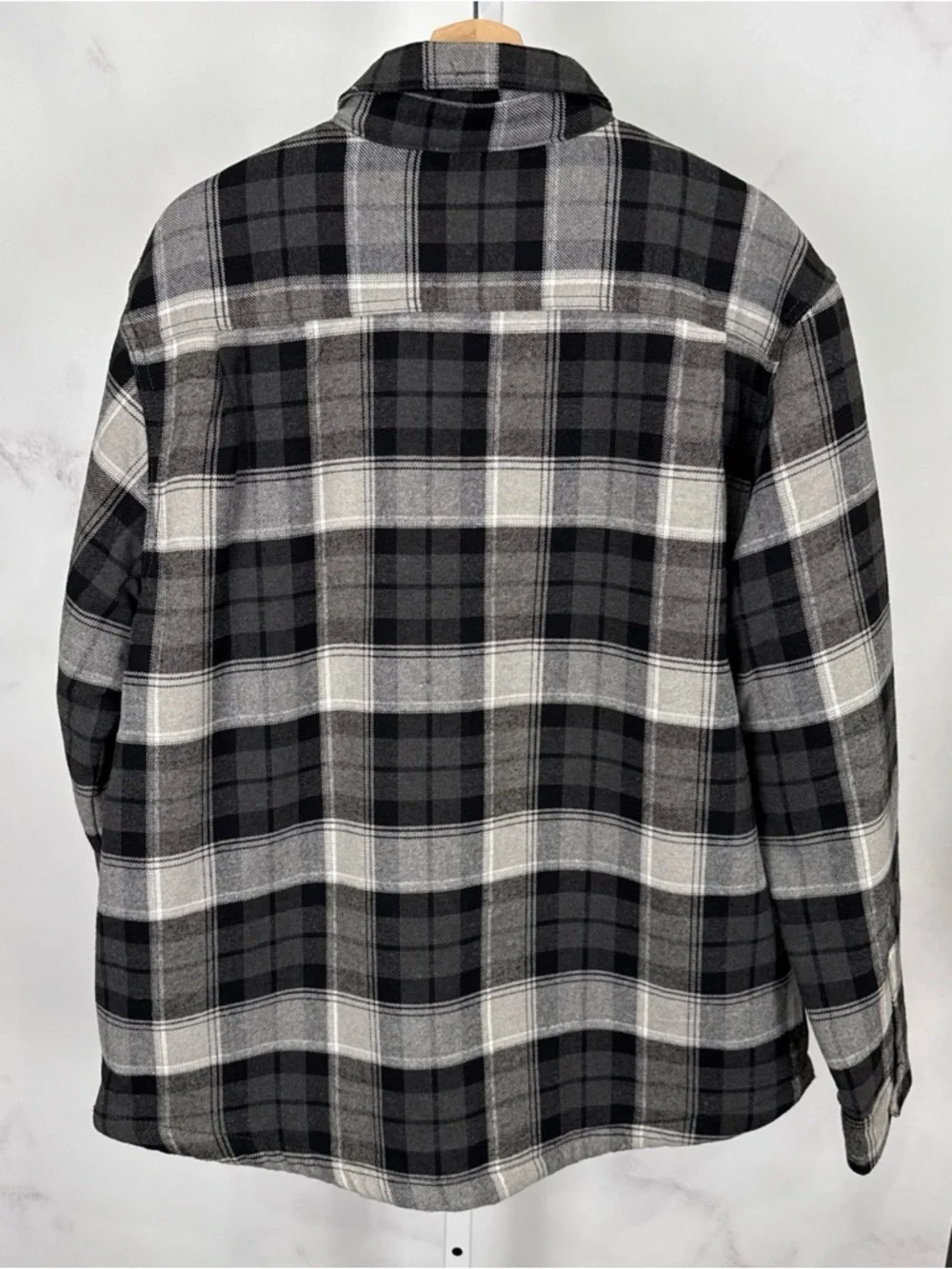 Lee Men’s Sherpa Lined Black/grey Plaid Button Up Shirt Jacket Size L NEW $70